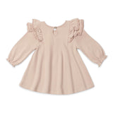 Quincy Mae l/s Flutter Dress ~ Dusty Rose