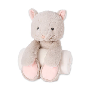 Elegant Baby Bedtime Huggie Blanket w/ Plush Toy ~ Kitty