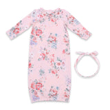 Angel Dear Ruffle Kimono Gown & Headband Set ~ Painterly Rose Bouquets