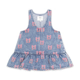 Huxbaby Dreamy Denim Cherry Dress & Ribbed l/s Top Set ~ Blue Multi/Strawberry Creme