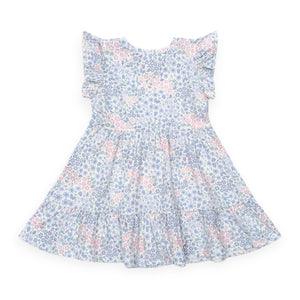 Huxbaby Flower Garden Tiered Dress ~ Blue Multi