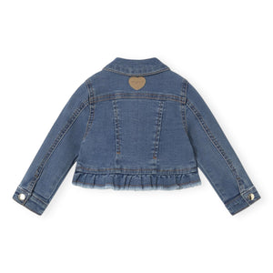 Mayoral Baby Girl Denim Jacket w/ Lace Detail ~ Medium Wash