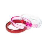 Lilies & Roses Pink & Red Hearts Bracelet Set