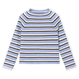 Mayoral Girls Ribbed Mock Neck Top 7-12 ~ Sky Mix