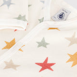 Petit Bateau Velour Front Snap Multi Stars Footie ~ White Multi