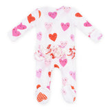 Angel Dear 2 Way Zipper Thermal Ruffle Footie ~ Happy Hearts