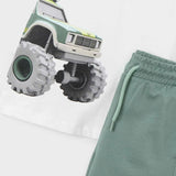 Mayoral Boys Monster Truck Tee & Shorts Set ~ Green