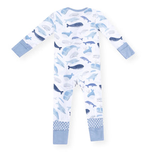 Angel Dear 2 Way Zipper Convertible Romper ~ Blue Whales
