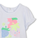 Billieblush Baby s/s Graphic T-shirt & Ruffle Hem Shorts Set ~ White/Bleach