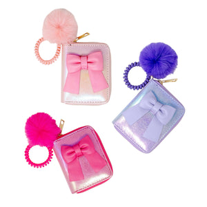 Tiny Treats Shiny Jumbo Bow Spiral Strap Wallet