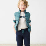 Mayoral Boys Puffer Vest, l/s T-Shirt & Sweatpants Set ~ Dark Lake