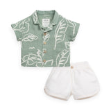 Play Up Baby Printed Woven Shirt & Shorts Set ~ Sage/Off White