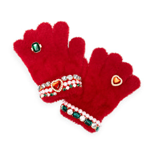 Super Smalls Ruby Red Jeweled Gloves