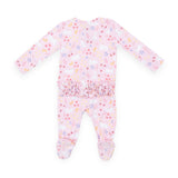 Angel Dear 2 Way Zipper Ruffle Footie ~ Bunny Meadow Pink