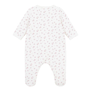 Petit Bateau Front Zip Floral Print Footie ~ White Multi