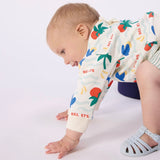 Petit Bateau Baby Bel Ete Print Sweatshirt & Gauze Pants Set ~ Cream Multi/Green