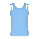 Hannah Banana Double Strap Ribbed Tank Top ~ Blue