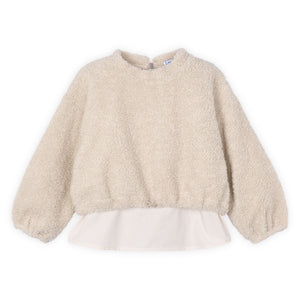 Mayoral Girls Bi-material Sweater ~ Almond