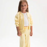 Mayoral Girls Pique Zip Sweatshirt & Pants Set ~ Vanilla