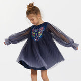 Billieblush Pleated Dress w/ Sequins ~ Navy