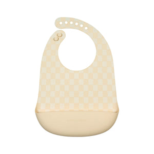 Loulou Lollipop Silicone Bib ~ Neutral Checkerboard