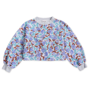 Bobo Choses Girls Watercolor Print Cropped Sweatshirt & Cocoon Sweatpants set ~ Lavender
