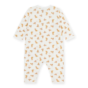 Petit Bateau l/s Leopards Print Romper ~ White/Leopard