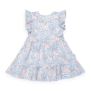 Huxbaby Flower Garden Tiered Dress ~ Blue Multi