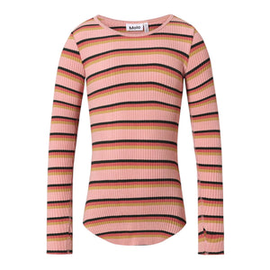 Molo Rochelle Ribbed l/s Top 7-12 ~ Rose Camel Stripe