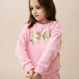 Petite Hailey Nyla Sequin Bow Sweatshirt & Star Patch Leggings Set ~ Pink