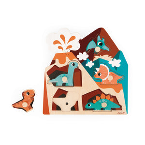 Janod Chunky Wooden Dinosaur Peg Puzzle w/ Sound