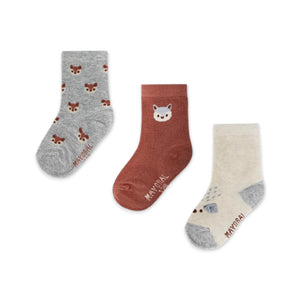 Mayoral Baby Boy Fox Socks 3 Pack ~ Brick Red