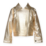 Baby Sara Metallic Moto Jacket w/ Butterfly Detail ~ Gold
