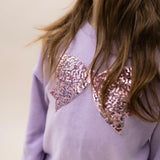 Petite Hailey Nyla Sequin Bow Sweatshirt & Star Patch Leggings Set ~ Purple