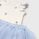 Mayoral Baby Girl Embroidered Top & Tulle Skirt Set ~ Sky