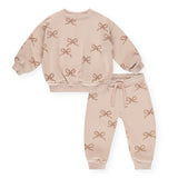 Rylee + Cru Baby Relaxed Sweatshirt & Sweatpants Set~ Bows/Blush