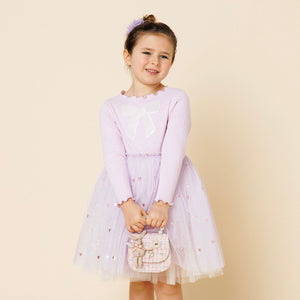 Petite Hailey Emma Bow l/s Tutu Dress ~ Purple