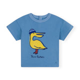 Petit Bateau Baby Duck Graphic Tee & Gauze Pants Set ~ Blue/Yellow