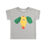 Bobo Choses Baby Happy Dog T-Shirt & Geometric Waffle Shorts Set ~ Heather Grey/Multi