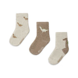 Mayoral Baby Boy Dinos Socks 3 Pack ~ Heathered Truffle