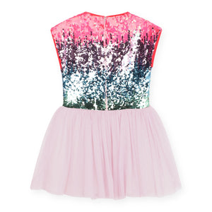 Billieblush Bi-Material s/s Sequin & Tulle Dress ~ Baby Pink
