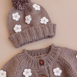 The Blueberry Hill Knit Flowers Hat ~ Tan