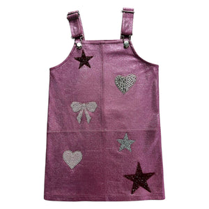 MIA New York Icon Overalls Dress & Puff Sleeve Top Set ~ Light Pink/White