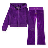 Molo Milla Velour Zip Hoodie & Annie Flared Sweatpants 7-12 Set ~ Warm Purple