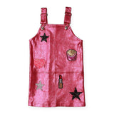 MIA New York Icon Overalls Dress w/ Patches & Luxe Tee Set ~ Pink/Black