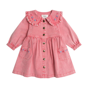 Huxbaby Cherry Vintage Floral Collar Dress ~ Apricot