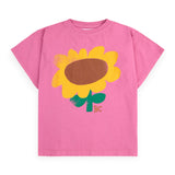 Bobo Choses Sunflower T-Shirt & Knit Ribbed Shorts Set ~ Fuchsia/Green