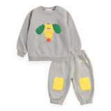 Bobo Choses Baby Happy Dog Sweatshirt & Knee Patch Joggers Set ~ Heather Grey