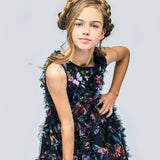 Hannah Banana Butterfly High-Low Hem Mesh Dress ~ Black Multi