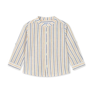 Mayoral Baby Boy Striped Mao Collar l/s Linen Shirt ~ Peach